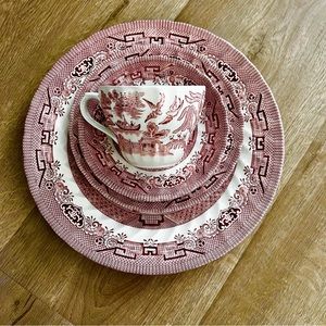 4-pc set Wessex Collection Willow Rossa cup, saucer, dessert plate, dinner plate